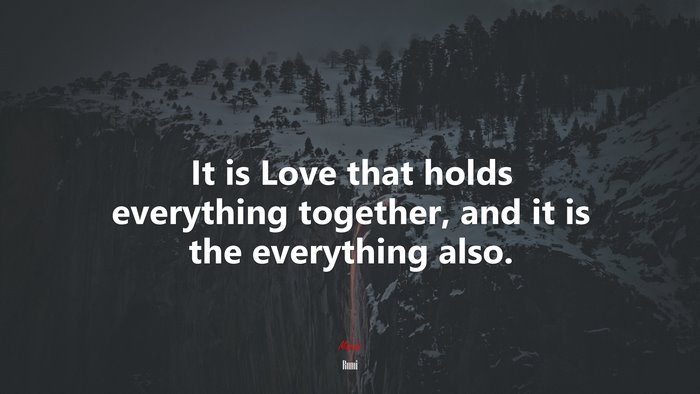 It is Love that holds everything together, and it is the everything also. | Rumi quote