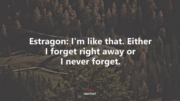 Estragon: I’m like that. Either I forget right away or I never forget. | Samuel Beckett quote