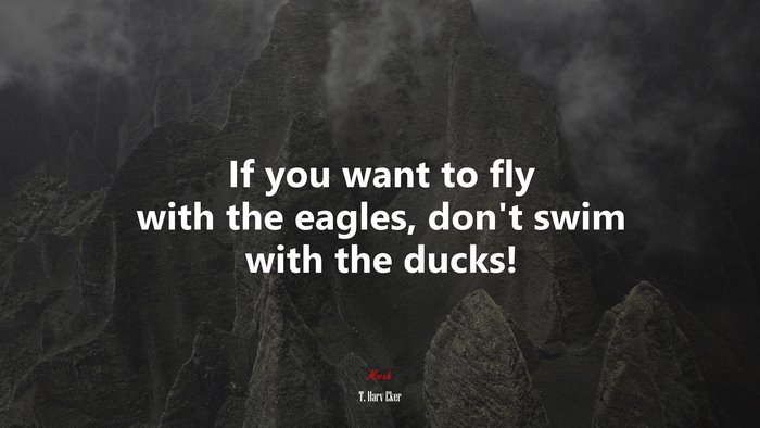 If you want to fly with the eagles, don’t swim with the ducks! | T. Harv Eker quote
