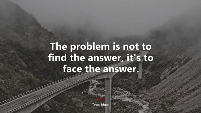 The problem is not to find the answer, it’s to face the answer. | Terence McKenna quote