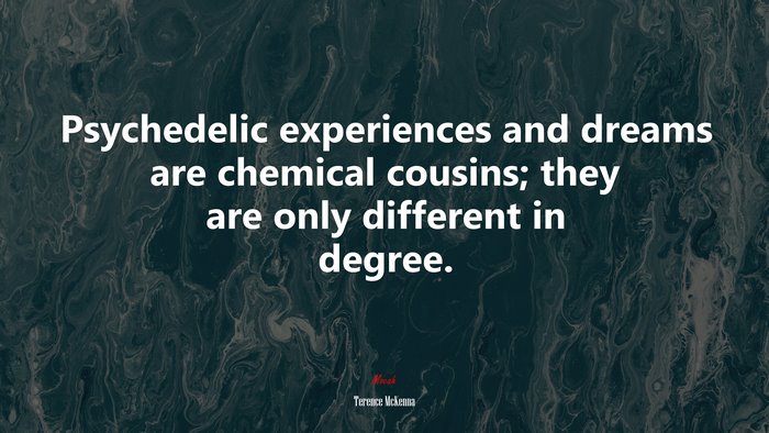 Psychedelic experiences and dreams are chemical cousins; they are only different in degree. | Terence McKenna quote