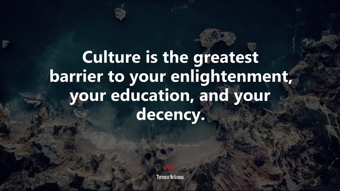 Culture is the greatest barrier to your enlightenment, your education, and your decency. | Terence McKenna quote