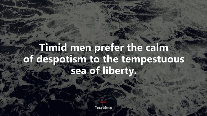 Timid men prefer the calm of despotism to the tempestuous sea of liberty. | Thomas Jefferson quote