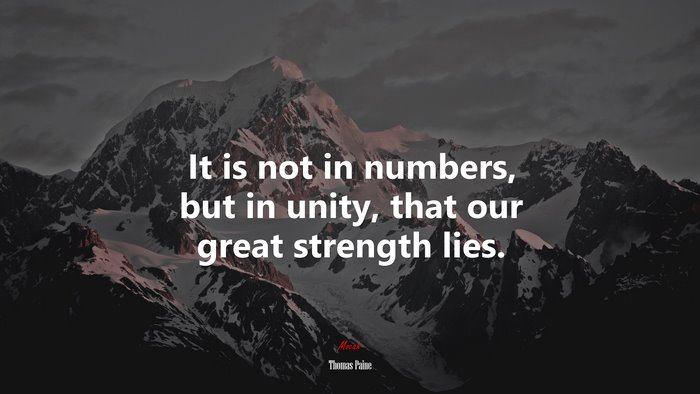 It is not in numbers, but in unity, that our great strength lies. | Thomas Paine quote