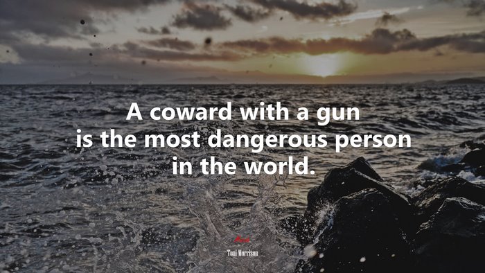 A coward with a gun is the most dangerous person in the world. | Toni Morrison quote