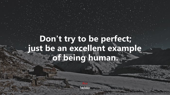 Don’t try to be perfect; just be an excellent example of being human. | Tony Robbins quote