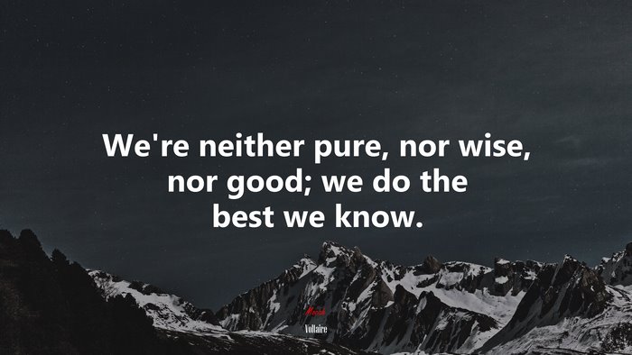 We’re neither pure, nor wise, nor good; we do the best we know. | Voltaire quote