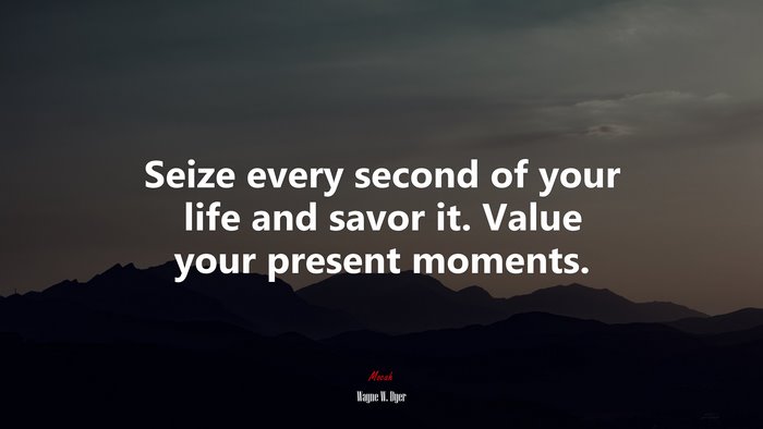 Seize every second of your life and savor it. Value your present moments. | Wayne W. Dyer quote