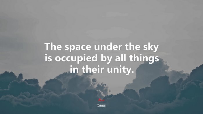 The space under the sky is occupied by all things in their unity. | Zhuangzi quote