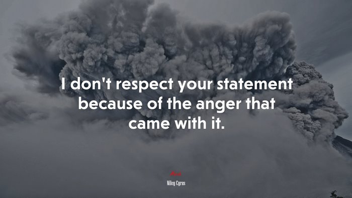 I don’t respect your statement because of the anger that came with it. | Miley Cyrus quote
