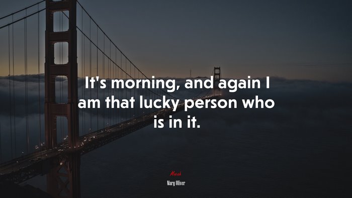 It’s morning, and again I am that lucky person who is in it. | Mary Oliver quote