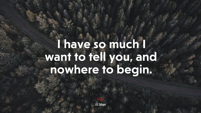 I have so much I want to tell you, and nowhere to begin. | J.D. Salinger quote