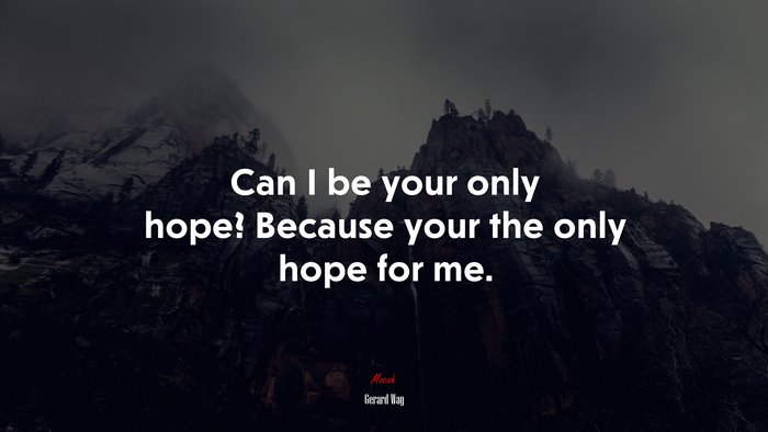 Can I be your only hope? Because your the only hope for me. | Gerard Way quote