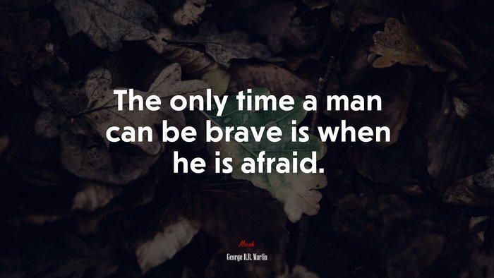 The only time a man can be brave is when he is afraid. | George R.R. Martin quote