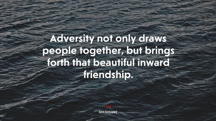 Adversity not only draws people together, but brings forth that beautiful inward friendship. | Soren Kierkegaard quote