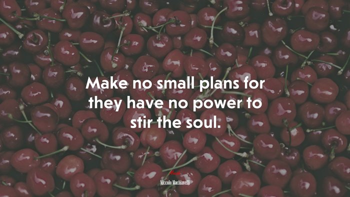 Make no small plans for they have no power to stir the soul. | Niccolò Machiavelli quote