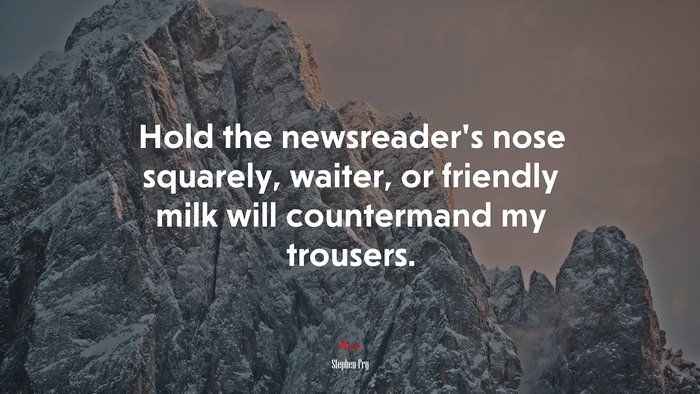 Hold the newsreader’s nose squarely, waiter, or friendly milk will countermand my trousers. | Stephen Fry quote