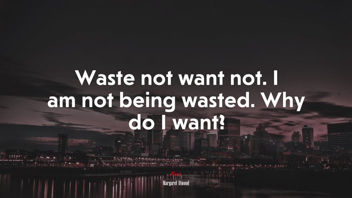 Waste not want not. I am not being wasted. Why do I want? | Margaret Atwood quote