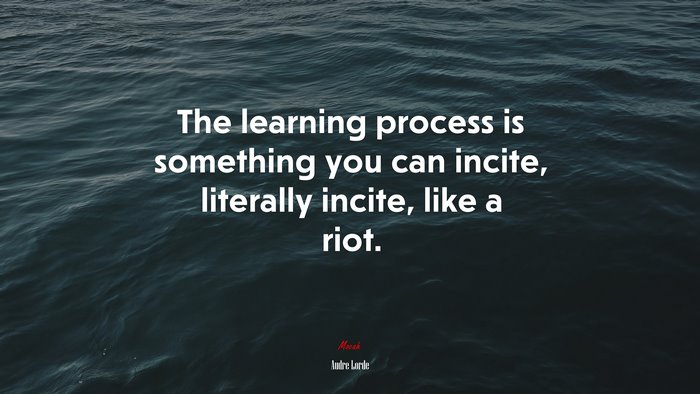 The learning process is something you can incite, literally incite, like a riot. | Audre Lorde quote