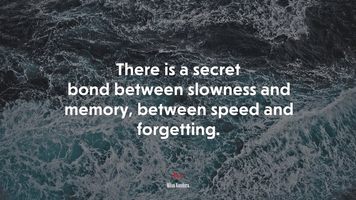 There is a secret bond between slowness and memory, between speed and forgetting. | Milan Kundera quote