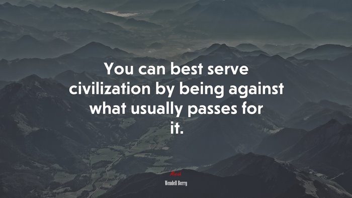 You can best serve civilization by being against what usually passes for it. | Wendell Berry quote
