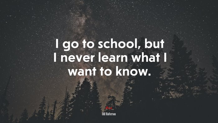 I go to school, but I never learn what I want to know. | Bill Watterson quote
