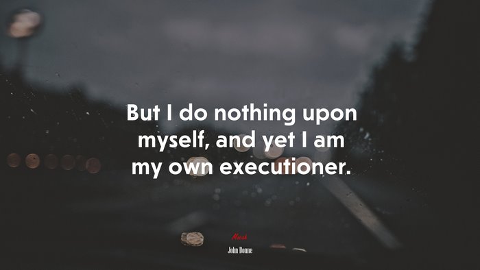But I do nothing upon myself, and yet I am my own executioner. | John Donne quote