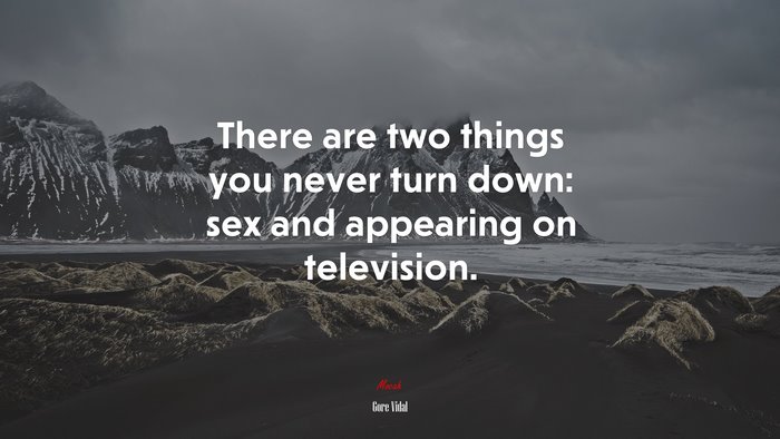 There are two things you never turn down: sex and appearing on television. | Gore Vidal quote