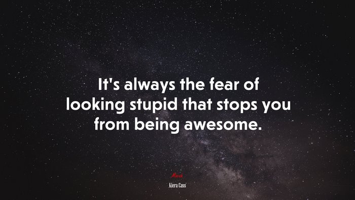 It’s always the fear of looking stupid that stops you from being awesome. | Kiera Cass quote