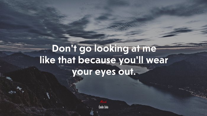 Don’t go looking at me like that because you’ll wear your eyes out. | Émile Zola quote