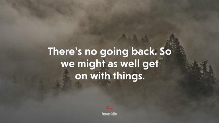 There’s no going back. So we might as well get on with things. | Suzanne Collins quote