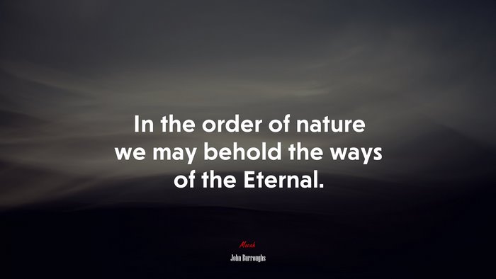 In the order of nature we may behold the ways of the Eternal. | John Burroughs quote