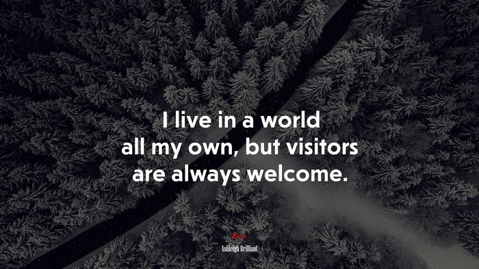 I live in a world all my own, but visitors are always welcome. | Ashleigh Brilliant quote