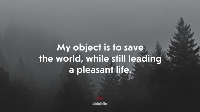 My object is to save the world, while still leading a pleasant life. | Ashleigh Brilliant quote