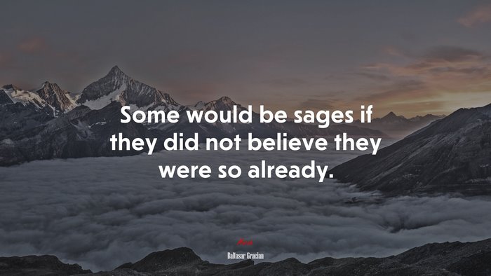 Some would be sages if they did not believe they were so already. | Baltasar Gracián quote