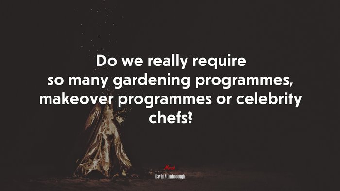 Do we really require so many gardening programmes, makeover programmes or celebrity chefs? | David Attenborough quote