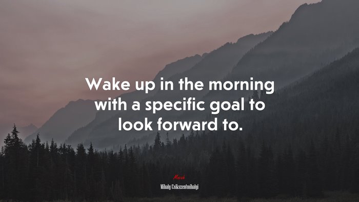 Wake up in the morning with a specific goal to look forward to. | Mihaly Csikszentmihalyi quote