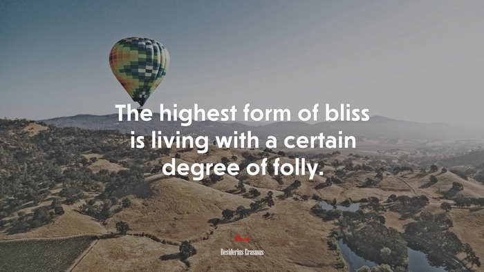 The highest form of bliss is living with a certain degree of folly. | Desiderius Erasmus quote