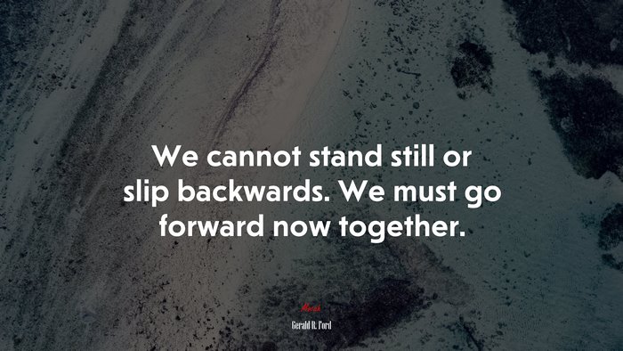 We cannot stand still or slip backwards. We must go forward now together. | Gerald R. Ford quote