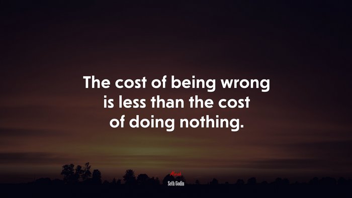 The cost of being wrong is less than the cost of doing nothing. | Seth Godin quote