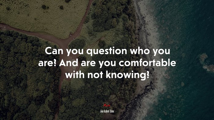 Can you question who you are? And are you comfortable with not knowing? | Jon Kabat-Zinn quote