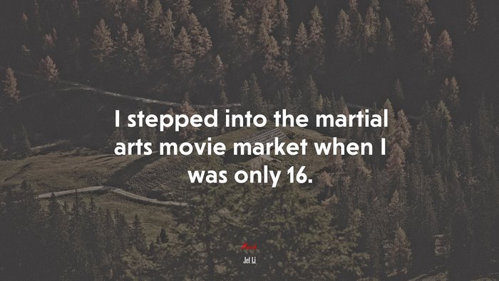 I stepped into the martial arts movie market when I was only 16. | Jet Li quote