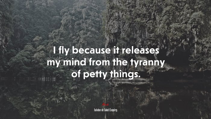 I fly because it releases my mind from the tyranny of petty things. | Antoine de Saint-Exupéry quote