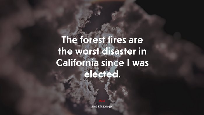 The forest fires are the worst disaster in California since I was elected. | Arnold Schwarzenegger quote