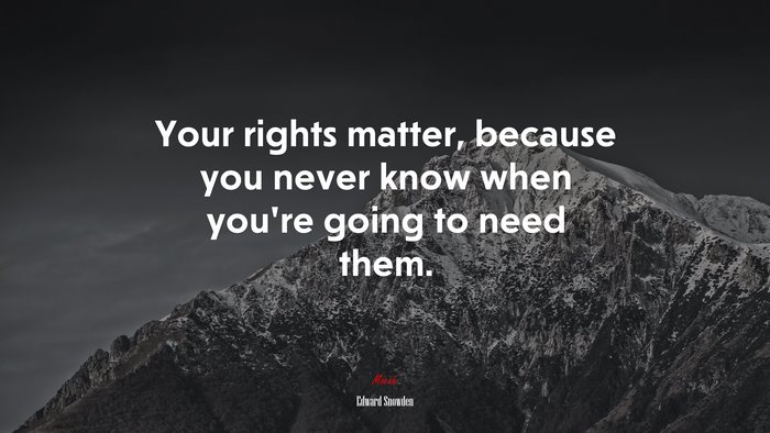 Your rights matter, because you never know when you’re going to need them. | Edward Snowden quote