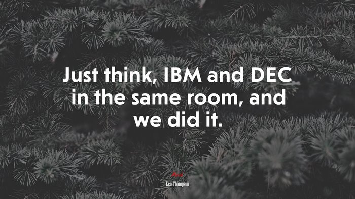 Just think, IBM and DEC in the same room, and we did it. | Ken Thompson quote