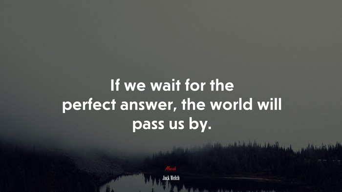 If we wait for the perfect answer, the world will pass us by. | Jack Welch quote