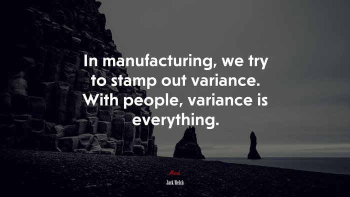 In manufacturing, we try to stamp out variance. With people, variance is everything. | Jack Welch quote