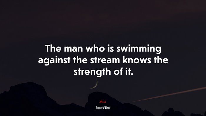 The man who is swimming against the stream knows the strength of it. | Woodrow Wilson quote
