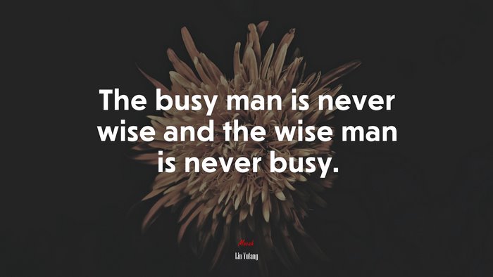 The busy man is never wise and the wise man is never busy. | Lin Yutang quote